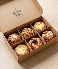 Mixed Fika bun box with six Swedish buns